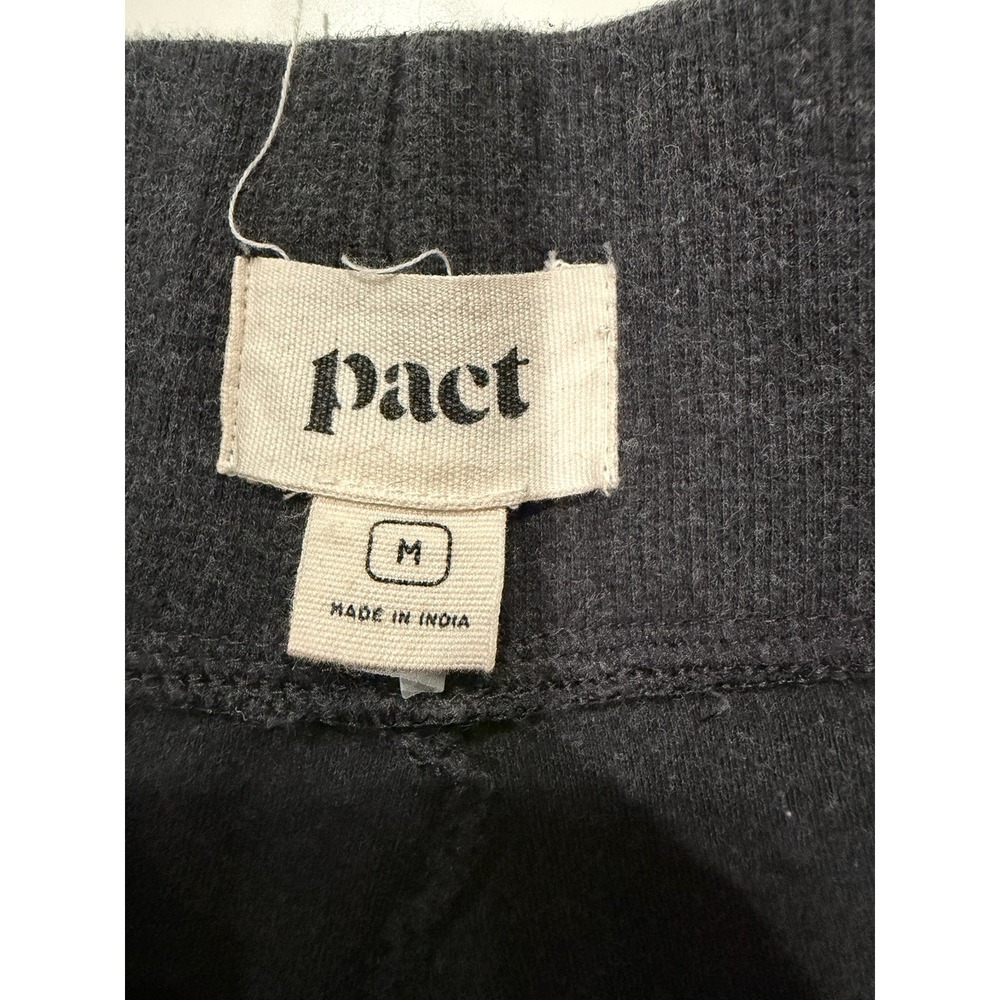 Pact Organic Cotton Wide Leg Pants Charcoal Grey Side Slit Cropped Lounge Size M - Picture 4 of 8